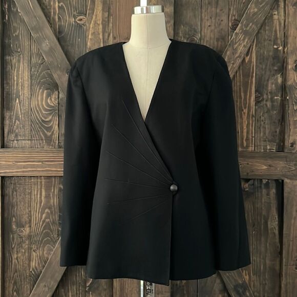 Vintage Evan Picone wool blazer jacket front button Sz-12 - Picture 1 of 15